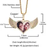 Collier pendentif Photo ailes de cœur d'amour personnalisé, médaillons à mémoire de forme, pendentif solide, chaînes en Zircon cubique personnalisées, cadeau