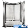 Nowe 4-rogowe łóżko Bedting Canopy Mosquito Net dla Queen / King Sized Bed 190 * 210 * 240 cm (czarny) łóżko moskitiera
