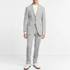 Mens Passar Grå Mäns Casual Suit 2 Piece Blazer med byxor Mäns byxor Passar Mens Business Work Wear Suits Bröllopsklänning