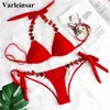 Ny 2020 Bling Diamond Brazilian Bikini Kvinnor Badkläder Kvinna Baddräkt Tvåstycken Bikini Set Bather Bating Suit Swim Lady V23391