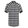 2020 New Fashion Plaid Shirt Casual Men Kortärmad Hög Krage Chemise Homme Vintage Shirt Men Kläder