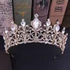 KMVEXO Czerwony Czarny Kryształ Tiara Korona Ślubna Dla Wesele Bride Bride Gold Rhinestone Korony Pałąk Biżuteria Akcesoria do włosów Y200727