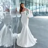 Abito da sposa a sirena vintage di lusso 2021 Abito da sposa con maniche a sbuffo in raso con scollo a cuore Vestido de novia personalizzato