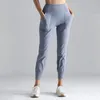 Yoga roupas de cintura alta treino esporte corredores calças mulheres nua-sensação de calça de moletom com bolso de dois lados para