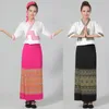 Asien elegant Festival-Bühne trägt Partei Kostüm traditionelle Dai ethnische Anzüge Thailand Frauen-Leistungskleidung halbes Hülsensommerkleid