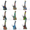 beaker Silicone Water Pipe Skull Printing 14mm female unbreakable Oil Rig honey comb with Silicone Downstem &