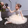 Mädchenkleider Ausgefallenes Mädchenkleid Sommer Prinzessin Pailletten Party Tutu Tüll Outfits Rückenfrei Hochzeit Kinderkostüm1