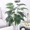 75 cm 24 Têtes Tropical Monstera Plantes Grand Arbre Artificiel Palmier En Plastique Vert Feuilles Faux Tortue Feuille Pour La Maison Partie Décor