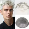 Men039S Wig 613 Blond Remy Human Hair Mens Toupee Full Pu Pure Handmade för manlig hårprotes 11664431215332