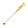 Nice Gold Silver Portable Mini Snuff Snorter Sniffer Outil de fumage Plate-forme pétrolière Cuillère Pelle à cire Scoop Narguilé Bong Accessoires de paille1522879