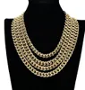 18K Gold Lab Diamond Cuban Chain Link Micro Pave Miami Bling 12mm Full Iced Cuban Chain Halsband 16Inch-24Inch