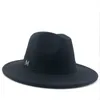 Einfache Breite Krempe Herbst Weibliche Mode Top Jazz Kappe Winter Mode Wolle Fedora Hut Für Frauen Chapeau Femme Schwarz Hüte für Männer