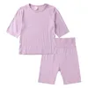 9 Renkler Bebek Katı Pijama Erkekler Kızlar Uzun Kollu Pamuk Üst + Pantolon 2parça ayarlar / İlkbahar Sonbahar ev giyim Çocuk Kıyafetler M2371 setleri