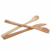 3 PCS / Set Reutilizável Bambu Talheres Portáteis Conjunto de Cutelaria Facas Forquilha Colher Viagens Camp Dinnerware Conjunto Cozinhar Ferramentas de Cozinha LX2605