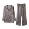 Men's Silk Casual Pajamas Autumn Winter Summer Sleepwear Fashion Modern Style Home Clothes Short Sleeve Long Sleeve Pyjama Se252i