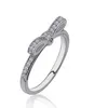 Gümüş Köpüklü Yay Düğümü İstiflenebilir Yüzük Stili Sterling Şerit Alyansları Kutu Kadın Doğum Günü Sevgililer Günü Hediyesi PS0674619109