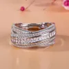 Tamaño 6-10 Joyería de Venta caliente hecha a mano Sterling Sier Princesa Corte Topacio Blanco CZ Diamante Cruz Piedra Natal Anillo de Bodas para Mujer