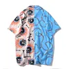 Hip Hop chemises pour hommes Streetwea hawaïen feu crâne chaîne Haruku plage chemise été hauts à manches courtes