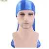 남성 여성 실크 Durag 패션 새로운 여분의 긴 꼬리 Headwraps 실키 새틴 해적 모자 두건 모자 360 파도 좋은 품질 도매