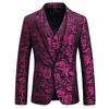 Rsfocus Elegant Floral Suit Men 2020 Rose Flower Pattern Purple Wedding Suits For Men 5XL Slim Fit Mens Dinner Prom Suits TZ006