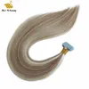 Bruin Blonde Mix Kleur Piano Kleur Menselijk Haar Bundels Silky Rechte Tape in Haar Skin Inslag Hair Extensions 8-26 Inch 100Gram 40st Een Pack