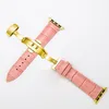 Top Cowhide Różowa skóra odpowiednia dla I Watch1 2 3 4 5. generacja 38 mm 42 mm Apple Watch Nowy podwójny pasek motyla Butterfly Pasp3345762