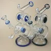 Unieke Zwart / Blauw Glas Water Bong Hookahs 9.2Inch Oliebrander DAB RIGHT voor roken Accessoires