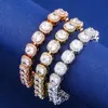 Bracciali a catena da tennis con diamanti raggruppati quadrati in oro da 10 mm per uomini e donne Bijoux Cz Stone Bandlg Bracciale ghiacciato Zircone cubico Rock Bracciale Catene Gioielli