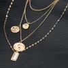 الأزياء متعدد الطبقات سلسلة الذهب الشكل عملة قلادة القلائد قلادة مجوهرات البوهيمي للنساء حزب هدية