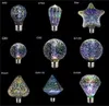 Creatieve kleurrijke LED-bollen 3D Vuurwerk Sterren Decoratieve Bol Filament Bulb A60 ST64 G80 G95 G125