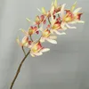 Fake kort kort stam cymbidium orkidé blomma (10 huvuden / bit) simulering cicada för hem bröllop dekorativa konstgjorda blommor