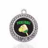 Pickleball Circle Charms Copper Pendant For Necklace Bracelet Connector Women Gift Jewelry Accessories