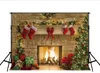 Dream 7x5ft Christmas Fireplace Achtergrond Kerstboom Geschenken Decor Fotografie Achtergrond voor Xmas Theme Holiday Party Shoot Studio Prop