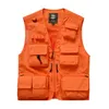 7XL Mens di sicurezza maglia di estate con scollo a V Uomini pratico tattico della maglia esterna arancione senza maniche Caccia Pesca Casual Male Sportswear