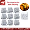 10pcs uplight battery par light 12x18W RGBWAUV 6in1 led flat dj wireless dmx uplighting for wedding djs party with wifi&remote