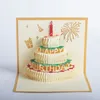 10 Styles Mixed 3D Happy Birthday Cake Pop Up Blessing wenskaarten Handgemaakte creatieve feestelijke feestbenodigdheden2559