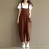 2020 Sommar Höst Rompers Womens Jumpsuits Vintage Ärmlös Backless Casual Loose Overaller Stropless Paysuits Plus Size S-5XL