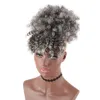 Kinky Curly Grey Human Hair Puff Drawstring Ponytail Clip i Silver Hair Ombre Brown Pony Tail Updo Women Afro Grey Hair Extension2807521