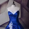 Vintage bleu royal et blanc robes de mariée robes 2021 chérie à lacets robes De Noiva grande taille Sexy longues robes de mariée265G