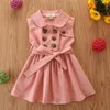 New Girl dresses Summer girls Short Sleeve Ruffle dress children baby Pullover Letter hoodies kids designer clothes girls 2 color