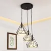 Lampe à suspension industrielle en métal Lustre rustique Vintage Suspension diamant Plafonnier pour cuisine Salle à manger Entrée