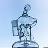 8 tums vattenglas Bong Klein Recycler Oil Dab Rigs Tornado vattenrör 14mm kvinnlig fog med skål