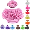 12 färg baby satin ruffle bloomers byxa nappy cover med huvudband spädbarn spets pp byxor toddler barn ruffled bomull underkläder bloomers