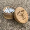 Hornet Natural Wood Roken Kruid Grinder met graveer logo 63mm 3-delige handgemaakte houten tabakslijpmachines met metalen tanden