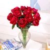 10 pièces/lot décorations de mariage matériel tactile réel Bouquet de roses artificielles décoration de fête à la maison fausse soie fleurs à tige unique florale FMT2139