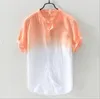 Homens fria camisa de linho de algodão respirável colorida colorida casual summer praia tops ser88