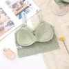 Women's Sport Bra Solid Color Strap Tube Top Beautiful Back Girl Wrap Chest Lace Inside Rimless Vest