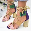 Mujeres de moda Puimentiua Sandalias puntiagudas de cáñamo Sandalia de plataforma Zapatos de Mujer Drop envío Y