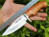 FreeWolf Outdoor Survival Rechte jachtmes 8Cr13 Satijnen Blade Palissander Handvat Vaste mes met lederen schede