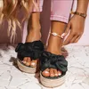 Plattformsandaler 2020 Sommarbåge Casual Daily Comfy Slip på Platform Sandaler Klänning Peep Toe Kvinna Gladiator Sandalias Mujer